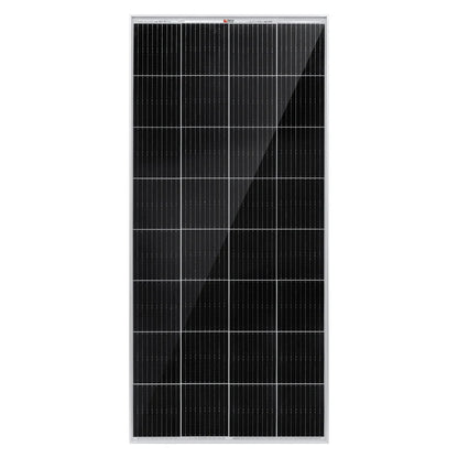 The EcoFlow rectangular solar panel has a silver frame and a grid of black photovoltaic cells on white, making it an ideal power solution to pair with the EcoFlow Delta Pro.