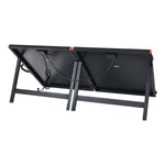 Two EcoFlow DELTA Pro Ultra 7,200W 30,000Wh Portable Power Station solar panels are propped on stands and connected with cables, as seen from the back against a white background—a complete portable power kit by EcoFlow.
