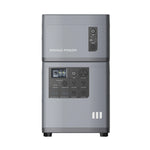 A gray Mango Power portable power station with front control panel, display screen, buttons, USB ports, AC outlets, and visible branding—an ideal home backup solution with advanced LiFePO4 battery cells.