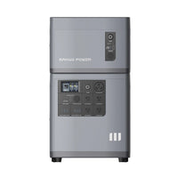 A gray Mango Power portable power station with front control panel, display screen, buttons, USB ports, AC outlets, and visible branding—an ideal home backup solution with advanced LiFePO4 battery cells.
