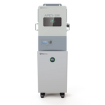 A white, rectangular industrial machine from BigBattery, labeled APEX-10K, featuring a digital display and control panel and mounted on four wheels, is set against a plain white background—perfect for highlighting in a modern CSS product card with IBM Plex Sans. The clean lines of the APEX-10K reflect the sophisticated design language found in products such as Nexus 10k.