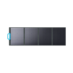 The Bluetti foldable, portable solar panel with four rectangular sections and a blue handle features efficient monocrystalline cells in a grid pattern, making it ideal for charging Bluetti generators on the go.