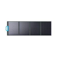 The Bluetti foldable, portable solar panel with four rectangular sections and a blue handle features efficient monocrystalline cells in a grid pattern, making it ideal for charging Bluetti generators on the go.