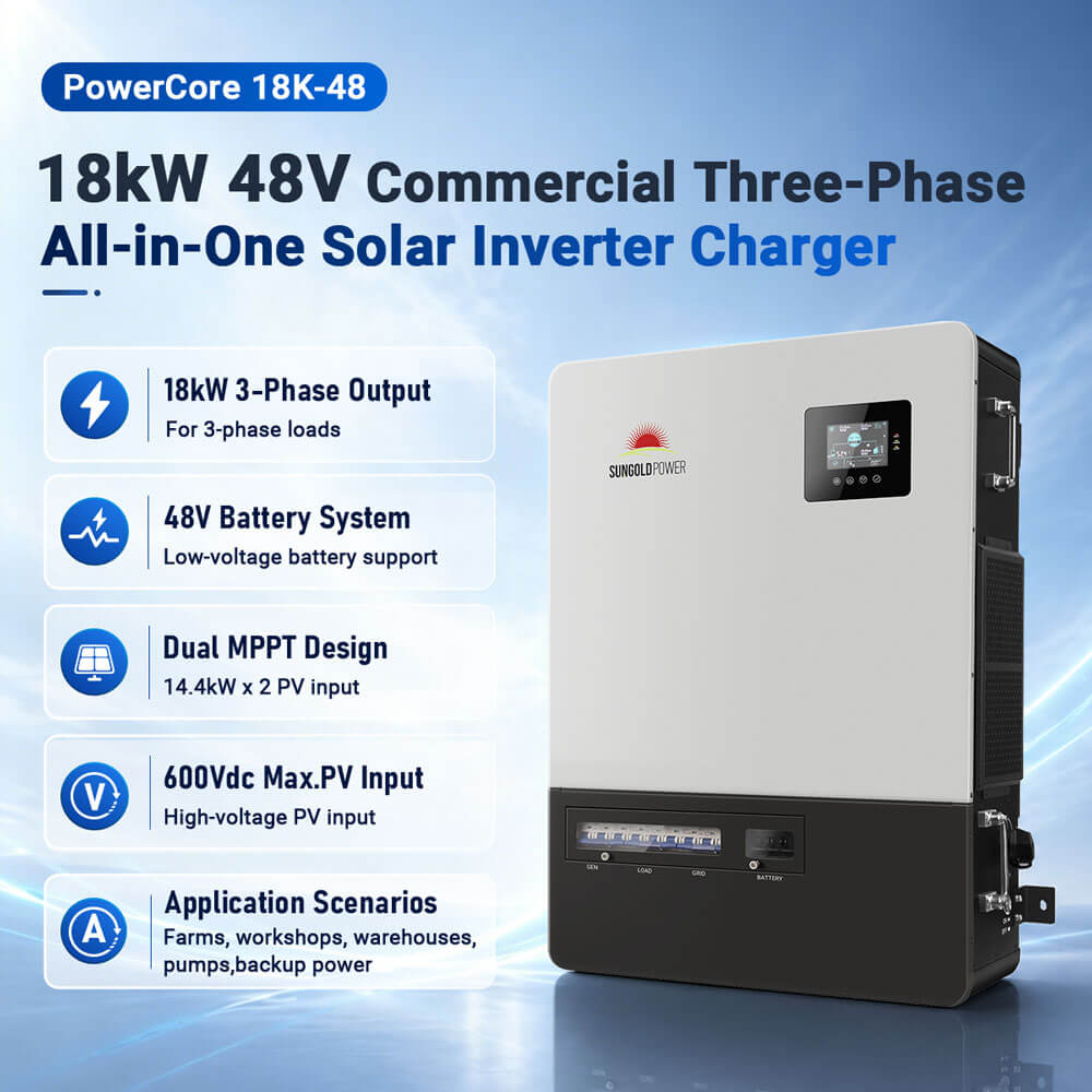 Sungold Power PowerCore 18K-48 18kW 48V Three-Phase All-in-One Solar Charge Inverter 120/208V