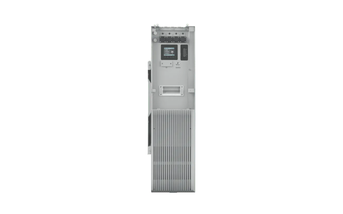 A rectangular EG4 industrial electronic equipment unit with a display screen, buttons, and vents, viewed from the front against a plain white background. The display features a clear font for easy readability, enhancing its user-friendly design.