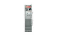 A tall, rectangular EG4 industrial electrical panel with switches, circuit breakers, UL-certified battery warning labels, and ventilation grilles is shown from the front against a plain white background.