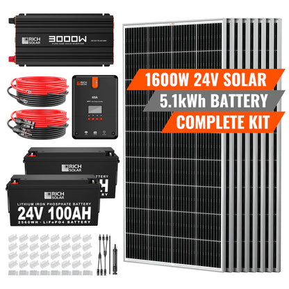 RICH SOLAR 1600 Watt 24V Complete Solar Kit