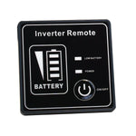 The Rich Solar black power inverter remote panel features a battery icon with level indicator, LOW BATTERY and POWER status lights, and a large round ON/OFF button—perfect for off-grid solar power systems.