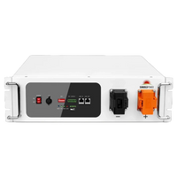 The Sungold Power SGH48100T is a white rectangular battery storage unit with a black front panel featuring a power switch, indicator lights, connectors, ports, and two orange terminals. Its modular design offers flexible energy solutions.