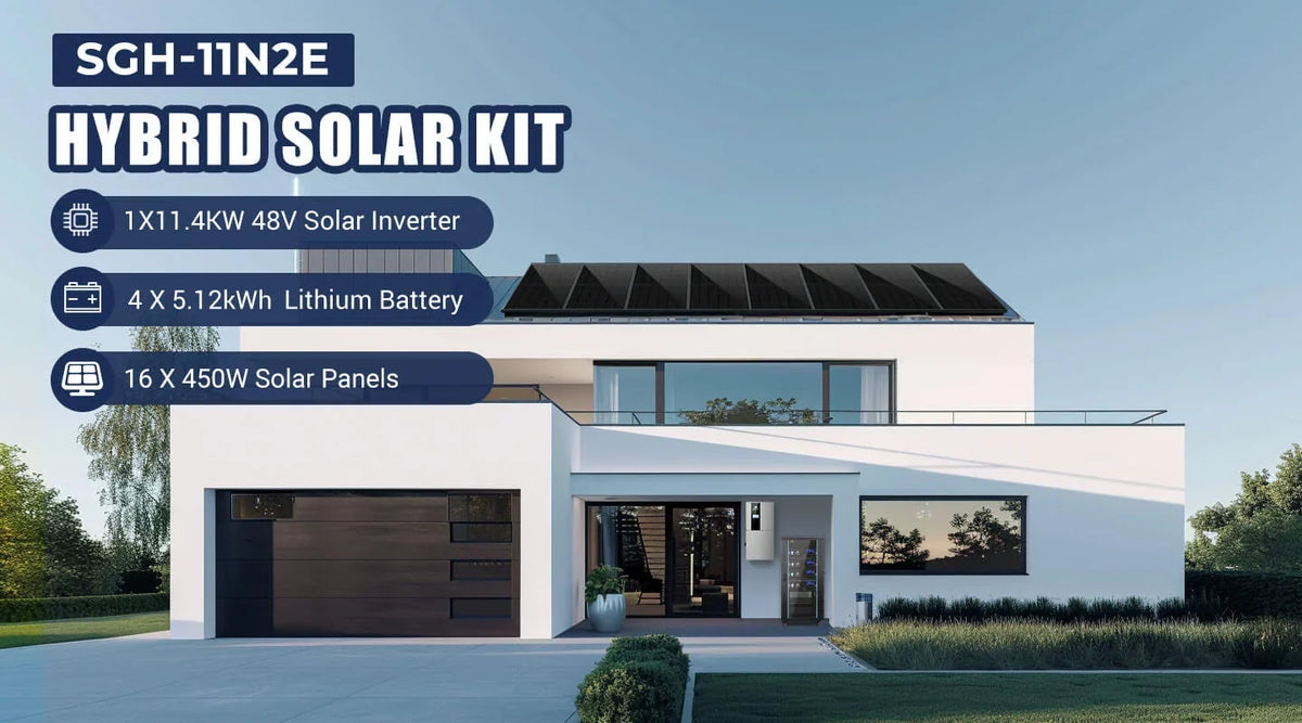 SungoldPower 22.8kW Hybrid Solar System Kit 48V Split Phase 51.2kWh Lithium Battery 36 x 450 Watt Solar Panel SGH-11N5E