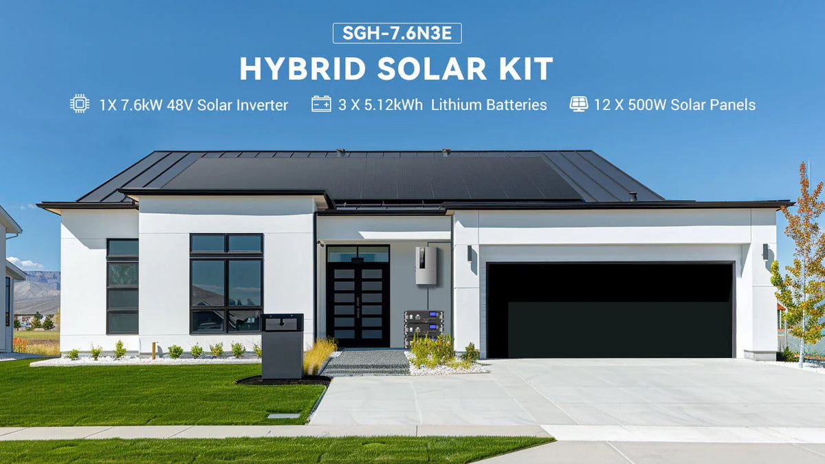 SungoldPower 15.2KW Hybrid Solar Kit 48V Split Phase 30.72kWh Lithium Battery 32 x 415 Watt Solar Panel SGH-7.6DN6E