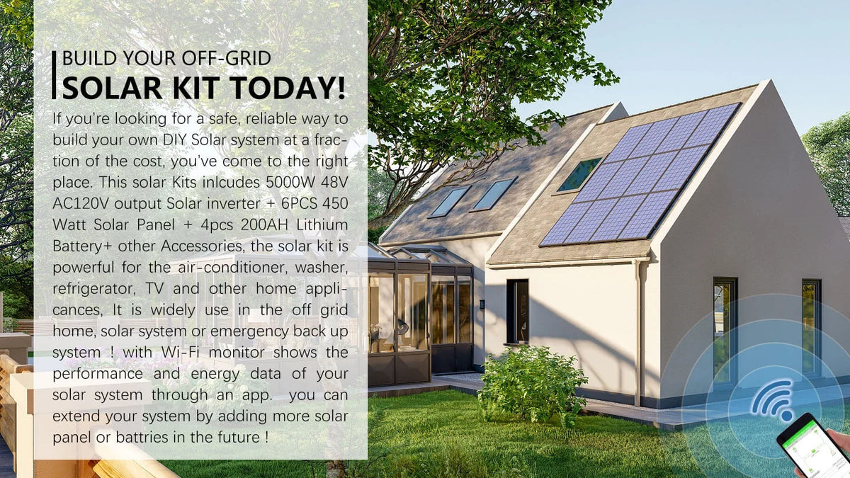 Sungold Power Solar Kit 5,000W 48V 120V Output 10.24 kWh Lithium Battery 2,700W Solar Panel SGK‑5PRO