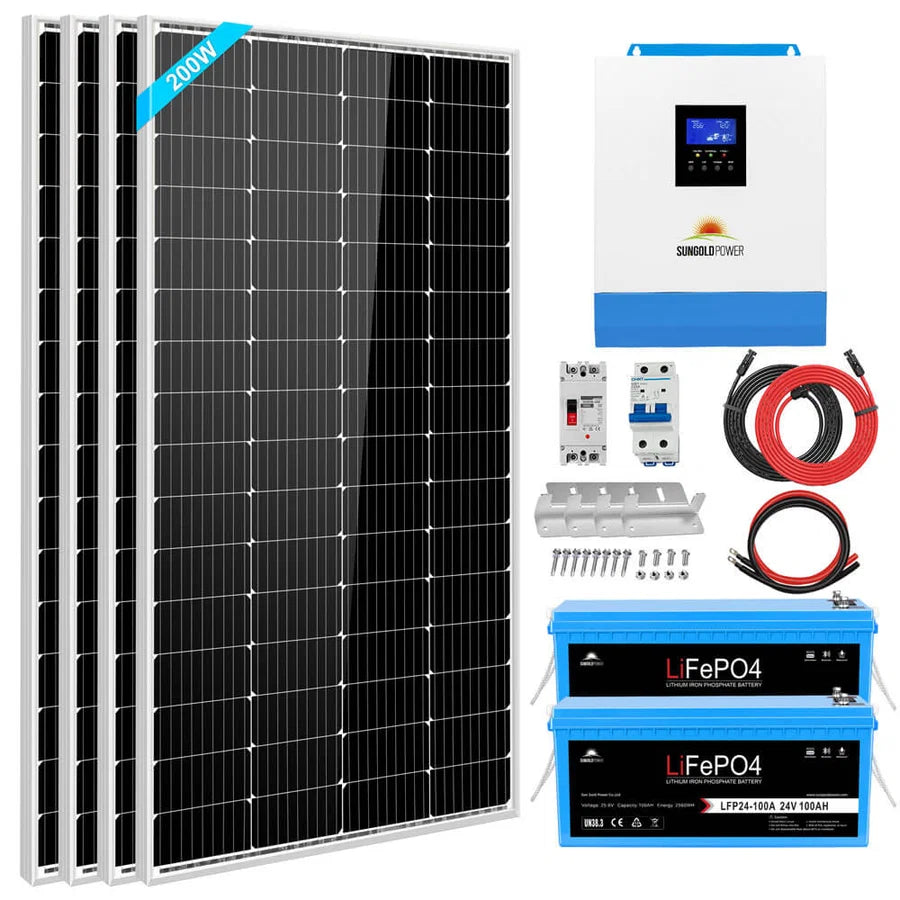 Sungold Power SGKT-3PRO 3000W 24V solar kit with 5,120Wh battery and 800W of solar panels