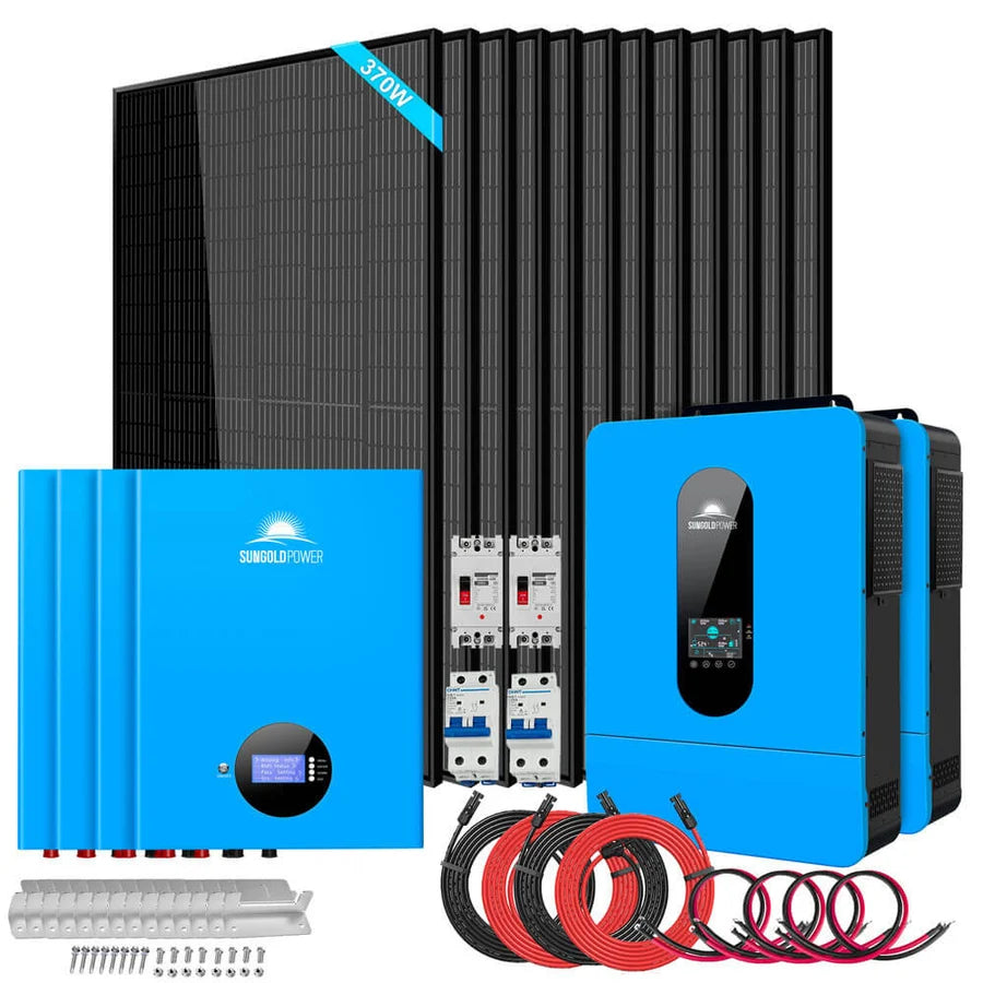 Sungold Power SGM-1320M 13kW off-grid solar kit with 20.48kWh powerwall batteries and twelve 370W panels