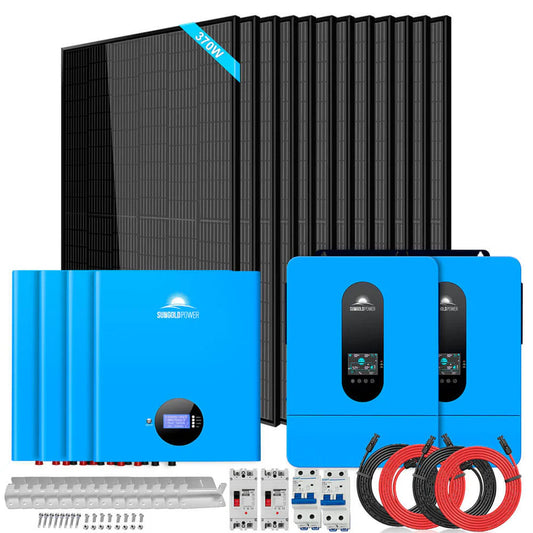 Sungold Power Off‑Grid Solar Kit 13,000W 48VDC 120VAC/240V 20.48 kWh Powerwall Lithium Battery & 12×370W Solar Panels SGM‑1320M