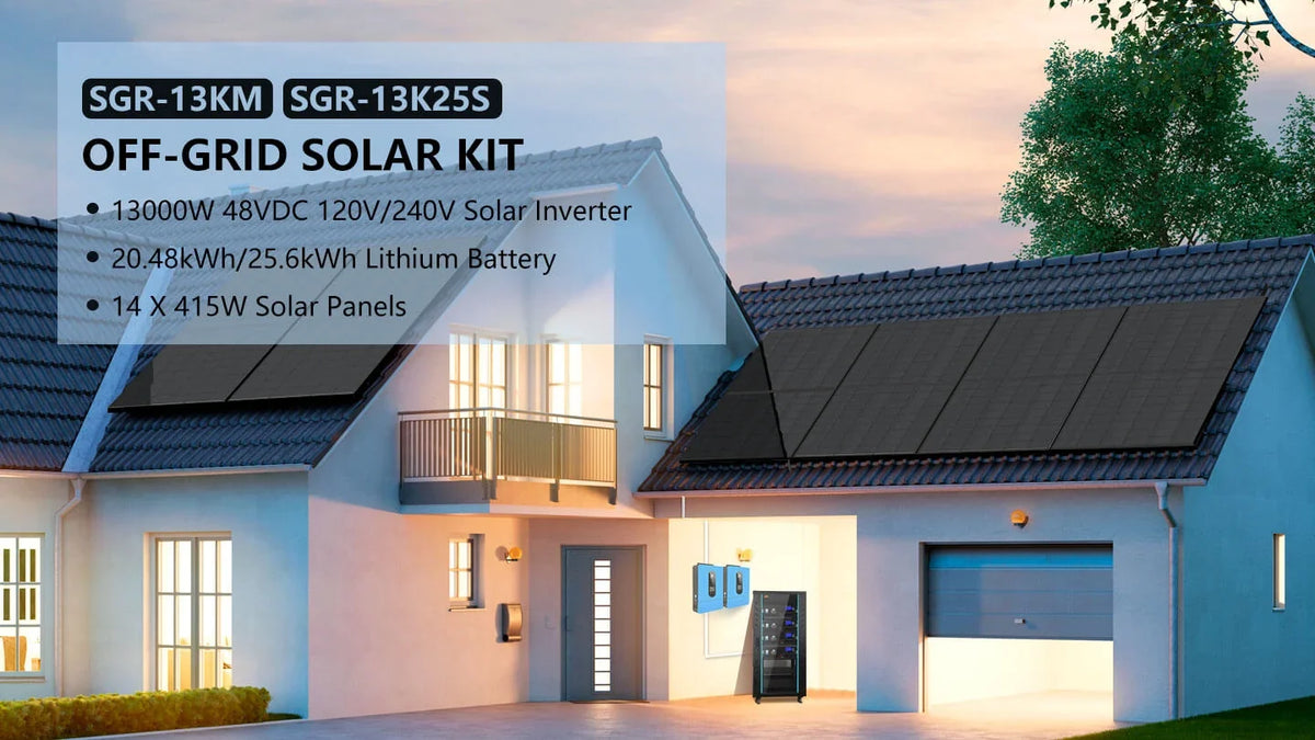 Sungold Power Off‑Grid Solar Kit 13,000W 48VDC 120V/240V Output & 14×415W Solar Panels SGR‑13KM