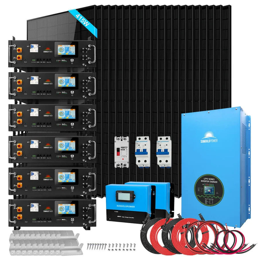 Sungold Power SGR-15K20E 15kW off-grid solar kit with 30.72kWh battery and twenty 415W panels