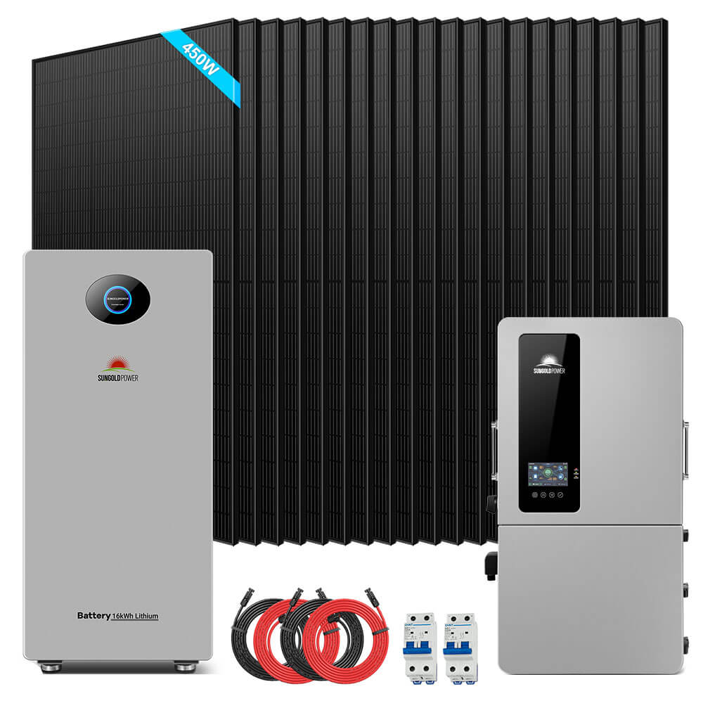 Sungold Power 12kW Hybrid Solar Kit 48V | 20 x 450W Bifacial N-Type Solar Panels + 16.07kWh PowerMax Outdoor Battery | SGS12K-PM1-450