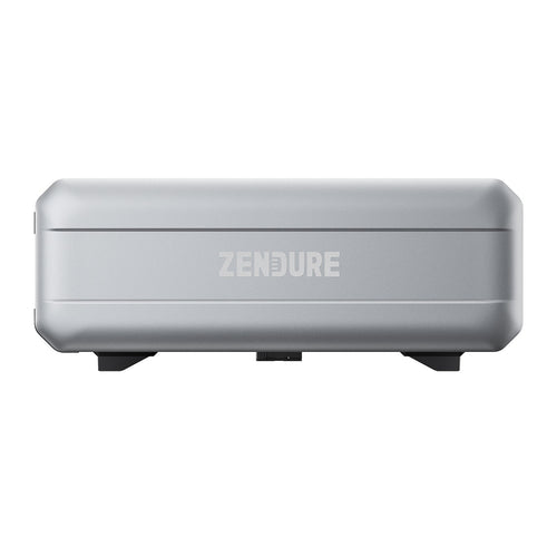 A sleek, silver rectangular Zendure device with smooth edges and minimalist design—perfect for home energy storage.