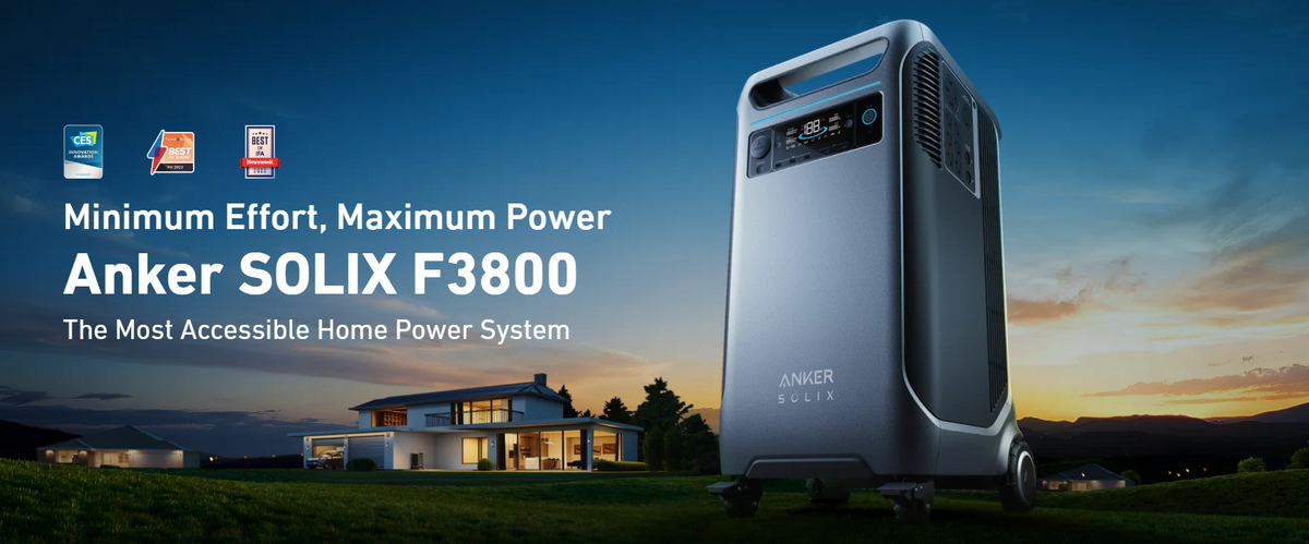 2× Anker SOLIX F3800 Portable Power Station | 12000W Output | 7.68kWh Battery Storage | Smart Home Power Kit