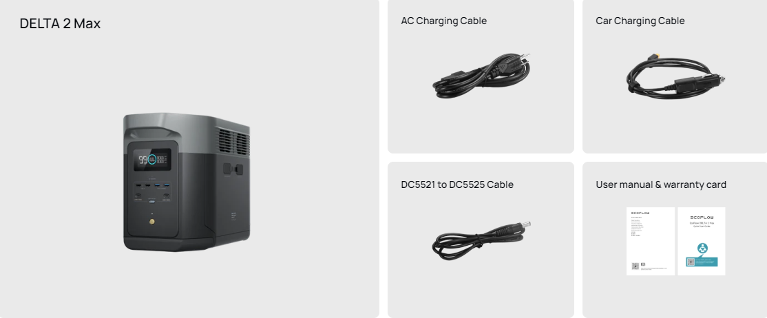 Portable Solar Kit | EcoFlow DELTA 2 Max 2,400W 2,048Wh Portable Power Station + 220W Portable Solar Panels