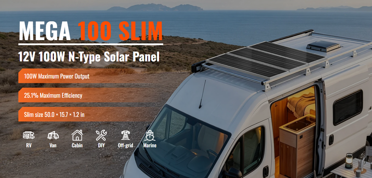 Rich Solar MEGA 100W 12V SLIM Monocrystalline Solar Panel