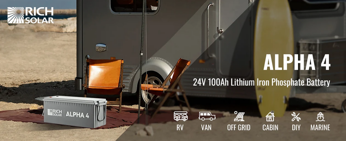 Rich Solar 24V 100Ah Lithium Battery | ALPHA 4