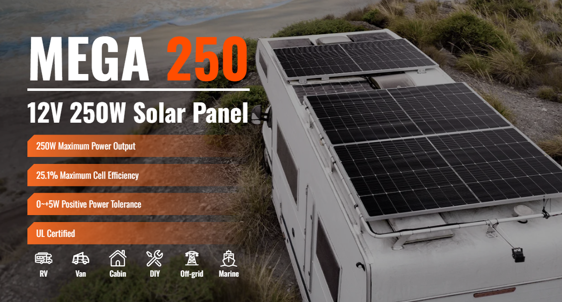RICH SOLAR MEGA 250W 12V Monocrystalline Solar Panel