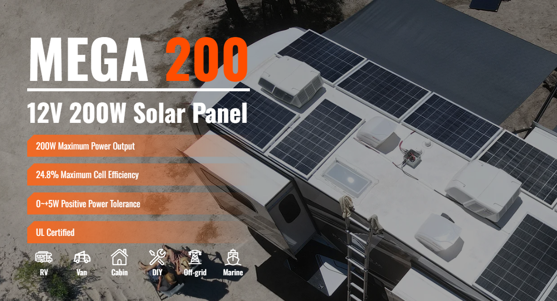 RICH SOLAR MEGA 200W 12V Monocrystalline Solar Panel