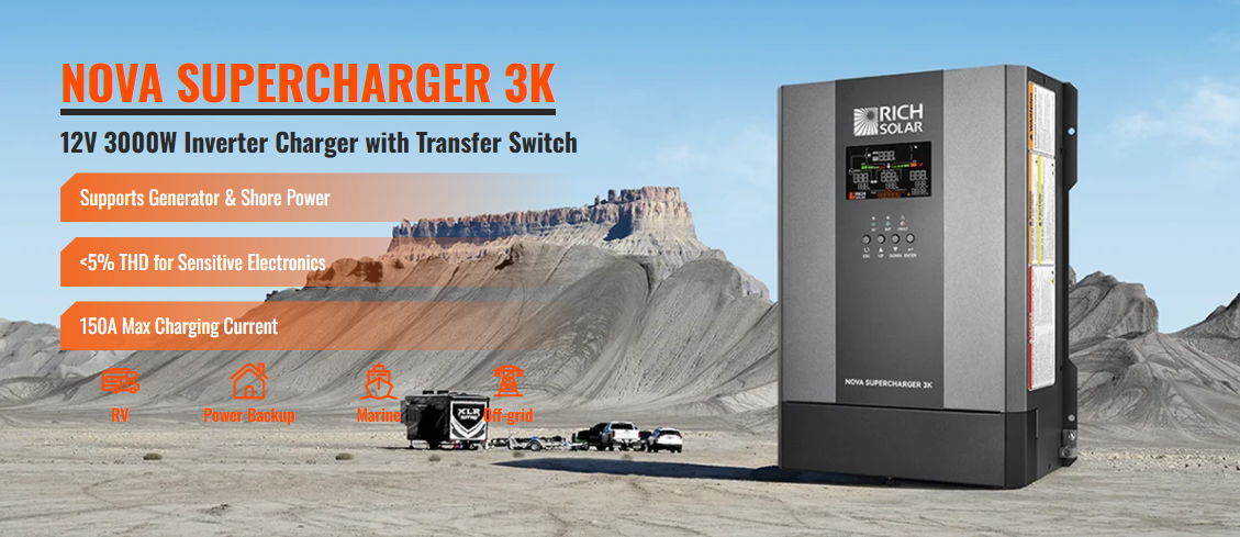 Rich Solar NOVA SUPERCHARGER 3K | 3000W 12V Pure Sine Wave Inverter Charger