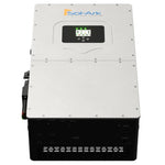 A Sol-Ark inverter featuring a silver top panel, small display with green indicators, black base, and the Sol-Ark logo. It supports AC/DC coupling for efficient solar power management.
