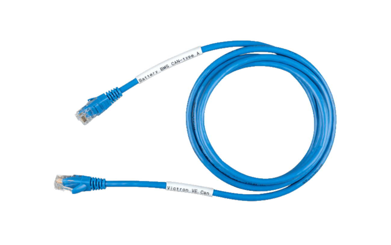 A coiled blue Ethernet cable from BigBattery, featuring clear connectors at both ends. White labels with black text in a modern font are attached near each connector. The cable is displayed against a plain white background.