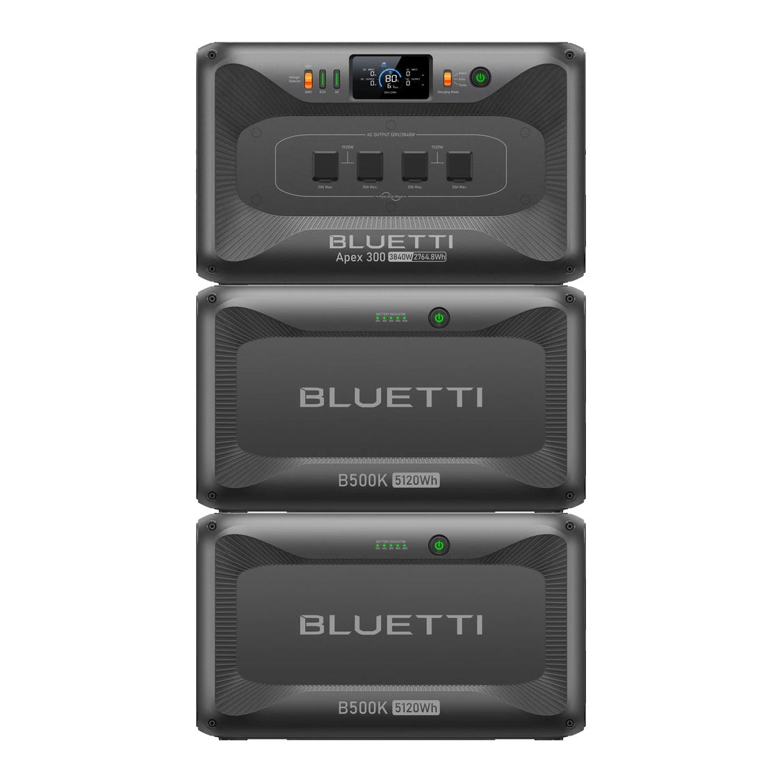 Bluetti Apex 300 with 2 x B500K expansion batteries - 3,840W 13,000Wh