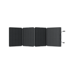 The Ecoflow foldable portable solar panel features a lightweight design, four black rectangular sections when unfolded, and a handle on the right side for easy carrying.