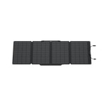 The Ecoflow foldable rectangular portable solar panel has four dark grid-like sections, handles at each end, and a lightweight design for easy transport.