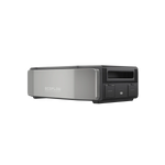 The Ecoflow DELTA Pro Ultra is a rectangular battery module featuring a metallic silver front panel and black sides, perfect for portable power storage and off-grid living.