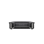 A front view of the EcoFlow DELTA Pro portable power station in black, with visible vents and handle, ideal for off-grid use, featuring the EcoFlow logo prominently in the center.