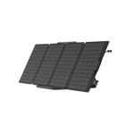The Ecoflow portable solar panel, with a lightweight design and four rectangular sections of small squares, is shown partly unfolded on a white background.