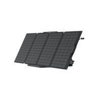 The Ecoflow portable solar panel, with a lightweight design and four rectangular sections of small squares, is shown partly unfolded on a white background.