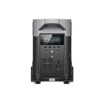 The Ecoflow portable power station features a digital display, multiple USB ports and AC outlets, and a large top handle—ideal for off-grid charging of devices and seamless pairing with solar panels.