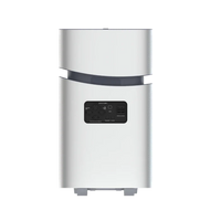 A white rectangular Mango Power home inverter with a black control panel featuring buttons and indicators on the front stands upright on short feet, designed for reliable home backup power, against a plain background.