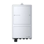 The Mango Power wall-mounted rectangular electrical panel features a sleek, minimalist silver design with a right-side lock, advanced LFP battery cells for reliable home backup, and multiple connection ports below.