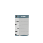 A silver and gray Pylontech high voltage battery with five stacked modules and a blue top, suitable for residential or commercial use, offering modular flexibility for diverse energy storage needs.