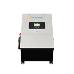 The Sol-Ark 12K hybrid inverter features a digital front-panel display in a sleek silver and black rectangular casing, providing efficient management of your solar energy system.