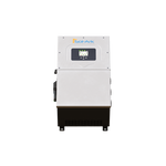 Front view of a Sol-Ark inverter, a rectangular device from Sol-Ark with a digital display and control buttons on the upper panel, featuring battery agnostic functionality for efficient solar power management.