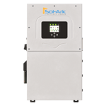 A white Sol-Ark power inverter with a small digital display and buttons on the front panel, designed for solar energy systems, is shown against a plain background. There are no important SEO keywords present in the provided product description.