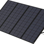 The Zendure large rectangular solar panel features a grid of dark blue photovoltaic cells and a metal stand, making it ideal for smart energy management and integration with home energy storage systems.