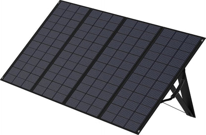 A large rectangular Zendure solar panel with dark blue photovoltaic cells on a black adjustable stand, angled on a white background—perfect for smart energy management in home energy storage systems.